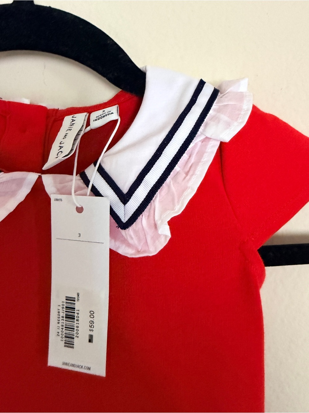 Janie and Jack Red Girls Dress with Sailor Collar NWT Size3 - Picture 8 of 8